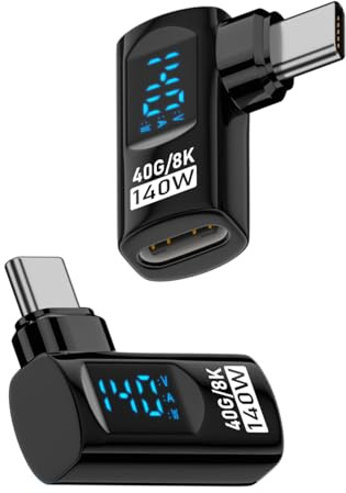 QIANRENON Adaptateur PD140W USB-C 4.0 Coudé 90° Mâle Fémelle 40 Gbps 8K @ 60 Hz