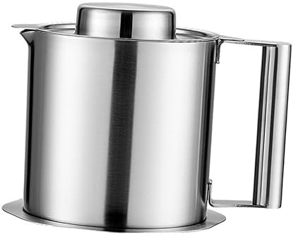 Cabilock Ölfiltergefäß Aus Edelstahl Ölsieb Topf 1 2 L Ölkanne Küche Kochen Gewürzflasche Tragbare Ölaufbewahrung