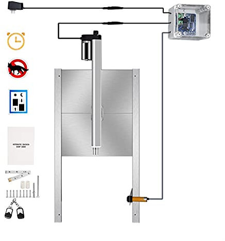 Set Apricancello Elettrico, Apriporta automatica della porta di pollo Chiudi Kit Telecomando all'aperto di alluminio for impieghi gravosi Timer Automatico Porta con Henhouse Automatico,Apriporta auto