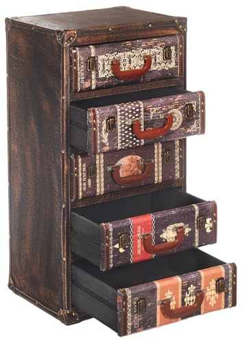Kobolo Kommode TAFARI aus MDF 5 Schubladen 40x31x78 cm Braun