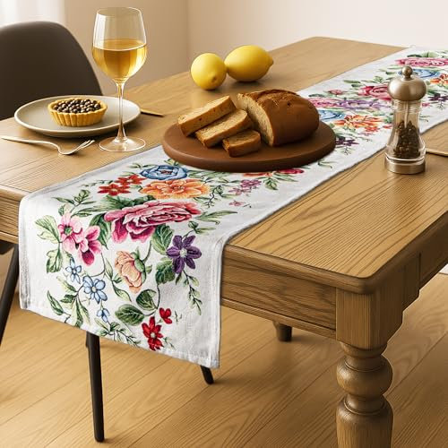 Centrotavola Runner Striscia gobelin runner da tavola tovaglietta cotone elegante tovagliette stoffa decorazioni tavoli runner moderno sottopiatti tovaglia piccola salotto (Floreale 07)