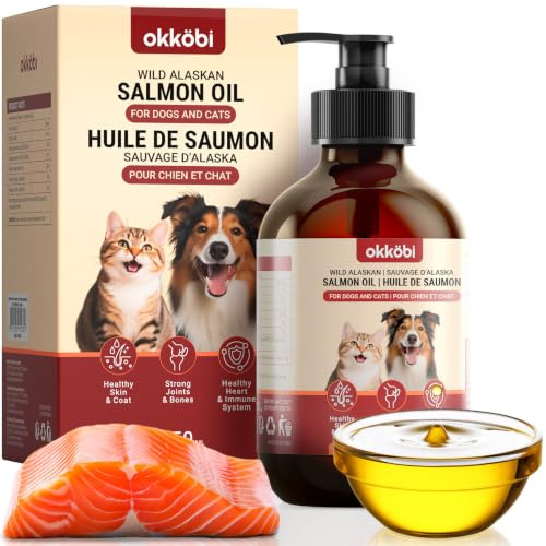 Wild Salmon Oil for Dogs & Cats - Omega 3 Fish Oil for Dogs with EPA & DHA supplements for Skin & Coat, Dandruff, Heart & Immune System, Joint and Brain Support - 250 ml