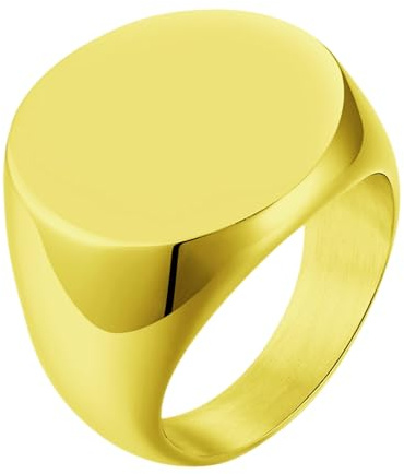 Calefee Hochzeit Ringe Schlicht Ehering, Verlobungsring Herren mit Gravur Edelstahl 20 mm Breit Rundes Siegelring, gr. 65