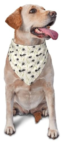 Hundehalstuch für kleine, mittelgroße und große Hunde, verstellbares Dreieckstuch mit Ameisenmotiv, Schwarz