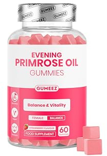 Evening Primrose Oil Gummies 1000mg – High Strength Supplement for Hormonal Balance, PMS & Menopause Support - Rich in Omega 6 Fatty Acids for Hair, Skin & Nails - Strawberry Flavour - 30 Day Supply