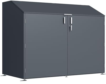 DEGAMO Fahrradgarage Fahhradbox Freiburg für bis zu 4 Fahrräder, Metall anthrazit (RAL 7016), wetterfest, 200x100x157cm, abschließbar
