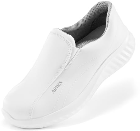 Artra Arica - Scarpe di Sicurezza S2 SRC Bianche – Scarpe da Lavoro Leggere con Punta in Acciaio, Antiscivolo per Gastronomia, Medicina e Assistenza, Bianco, 43 EU