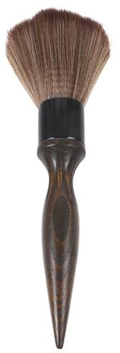 VILLCASE Brosse de Barbier pour Hommes à Manche en Bois, Plumeau à Poils Doux pour Coupe de Cheveux, Accessoire de Coiffure Professionnel, Brosse de Cou pour Salon et Usage Personnel,
