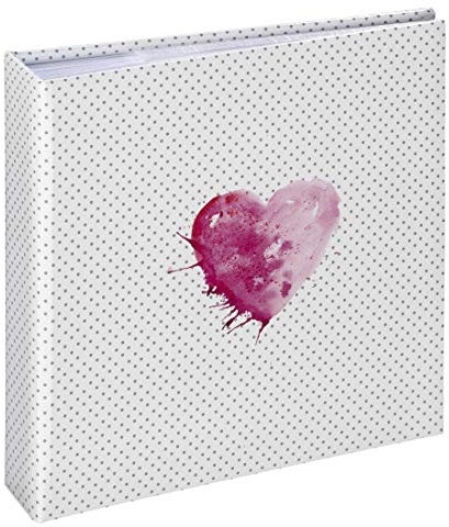 Hama Album traditionnel Lazise (taille de l'album de 22,5 x 22 cm, pour 200 photos au format 10 cm x 15 cm, 100 pages, avec pochette CD, élégant) Blanc/Noir/Rose