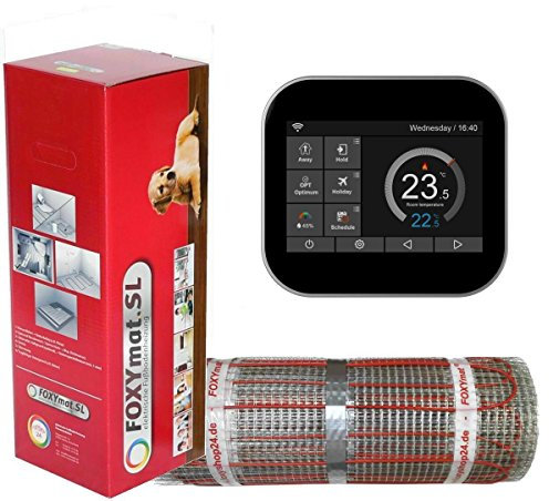 FOXYSHOP24-elektrische Fußbodenheizung PREMIUM MARKE FOXYMAT.SL (160 Watt pro m²) mit Thermostat FOXYREG SPS,Komplett-Set 2.5 m² (0.5m x 5m)