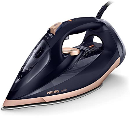 Philips Azur Ferro da Stiro a Vapore - 3000W, Vapore 55g/min, Colpo di Vapore, 250g, Piastra SteamGlide Elite, Nero (GC4909/60)