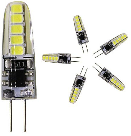 Mengjay 5 Stück 3W G4 LED Lampe, 10 LED 2835SMD, 250LM, Nicht Dimmbar, AC 220V,Kaltweiß 6000K, G4 LED Birnen, G4 LED Leuchtmittel