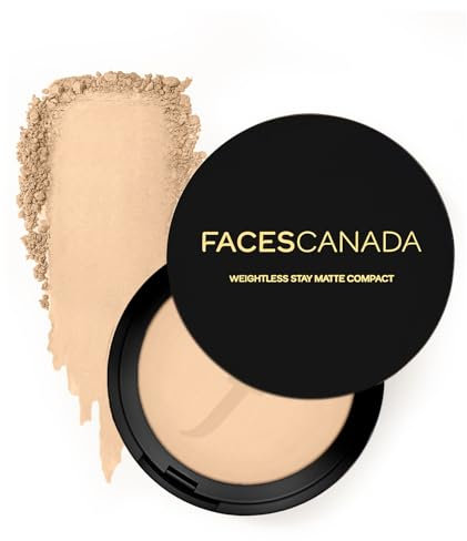 FACESCANADA Weightless Stay Matte Finish Compact Powder - Natural, 9g Non Oily Matte Look Evens Out Complexion Hides Imperfections Blends Effortlessly Pressed Powder For All Skin Types