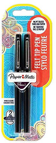 Paper Mate Flair Felt Tip Pens. Black. Pack of 2.