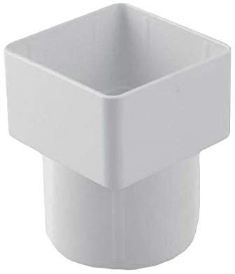 White Square to Round Downpipe Adaptor Connector, Freeflow Rain Water Systems