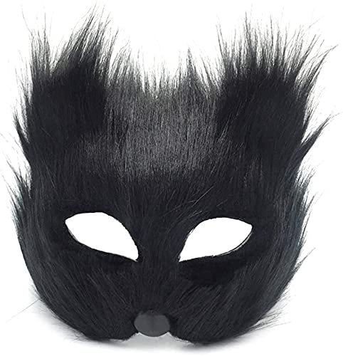 Qchomee Masque de Renard Halloween Masque de Mascarade Voile Demi-masque en Fourrure Masque Vénitien Sexy Masque d'Halloween Soirée Cosplay Déguisement Accessoire de Maquillage pour Adultes