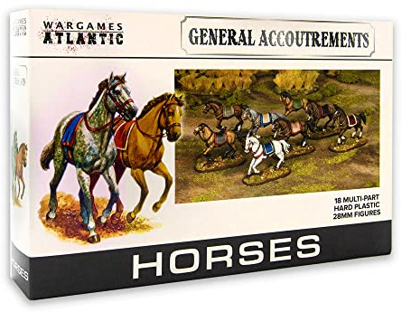 General Accoutrements - Horses (18 Multi Part Hard Plastic 28mm Figures)……