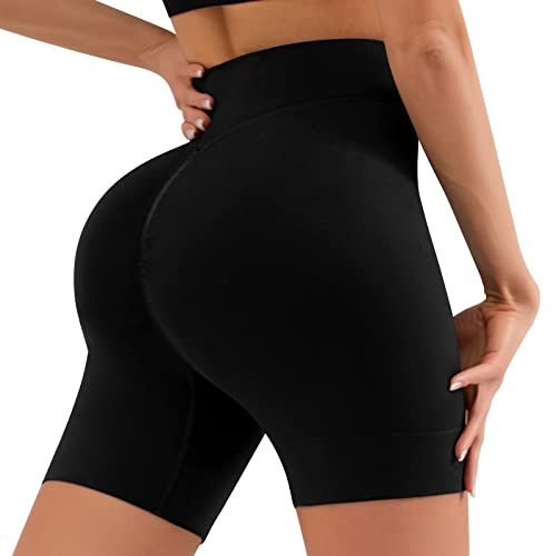 YADIFEN Booty Shorts for Women Gym Yoga Cycling Shorts Bum Lift Short Seamless Biker Pole Dance Short for Sport Running Joggers Workout Black