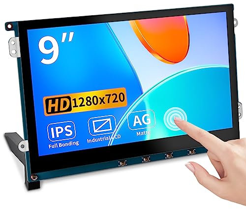 Magedok Raspberry PI Touchscreen Monitor, 9 Zoll Mini HDMI Display,1280 x 720/ Anti-Glare/Optical Bonding Capacitive Screen/IPS /600 lumens/Wall Mount Holes/Portable Monitor