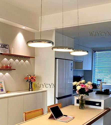 WJYCYN LED Esstisch Hängelampe Dimmbar Chrom Moderne Rund Ring Pendelleuchte APPmit Fernbedienung Pendellampe Höhenverstellbar Acryl Kronleuchter Wohnzimmer Esszimmer Büro Schlafzimmer L92cm 36W