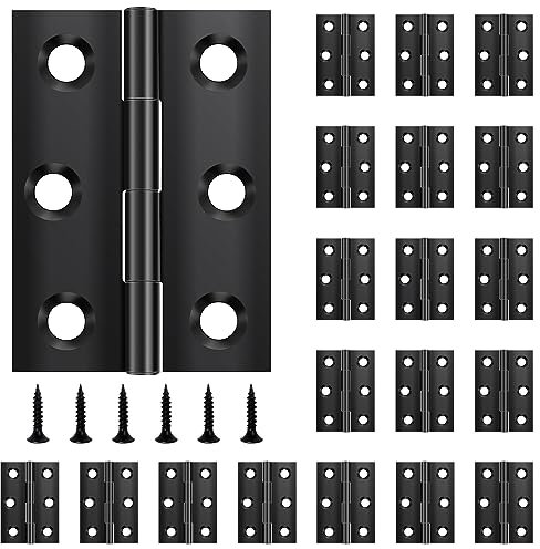 Yeepeo 20 cerniere pieghevoli da 44 mm x 31 mm, in acciaio inox, colore nero, per porte e finestre, armadi, con 120 viti