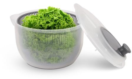 Pro Home Essoreuse à salade (2,7 l, Ø 20 cm) sans BPA, 3 en 1 – Essoreuse, passoire et saladier, manivelle 3D – Essoreuse sans effort, sèche salade