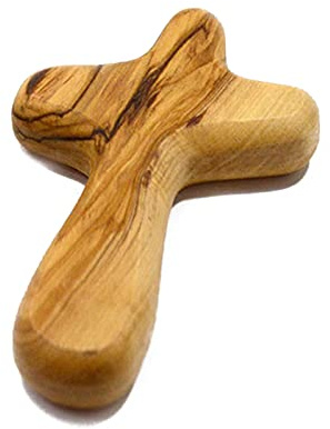 Handkreuz aus Holz für Komfort, Haftkreuz, Handgebet für Kreuz, Haftgebet, Com-Handkreuz