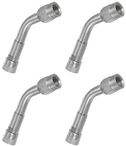 PATIKIL 4 Stück 135 Grad Ventilverlängerung Kompatibel für Autos Silber | Universal Ventilverlängerungen Adapter, Fahrräder, Motorräder Anhänger Wohnmobile Freizeitfahrzeuge