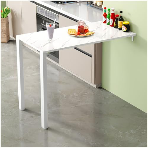 Klappbarer Wandtisch, Esstisch, Laptop Tisch, Wandklapptisch für Küche, Küchentisch für die Wand Bartisch, für die Wand im Büro, Küche, Esszimmer(White,76.5 * 45 * 70cm)