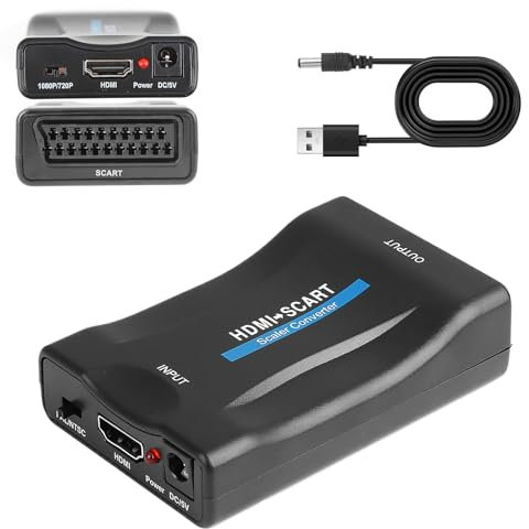 Jesiah Convertitore da HDMI a SCART, adattatore da HDMI a SCART 1080P HD segnale audio video ad analogico SCA CVBS segnale per vecchia TV SKY lettore Blu-Ray DVD PS3 PS4 Xbox PC