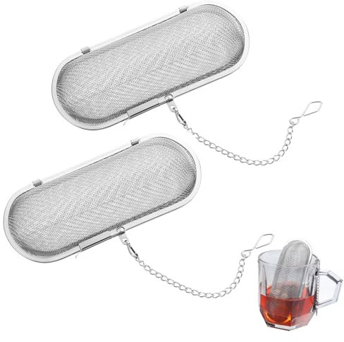 BOHUIZ 2 especias, colador de especias para cocinar de acero inoxidable, colador de especias, filtro de té, filtro de especias, filtro de té, filtro de té de especias, filtro de bolas para especias y