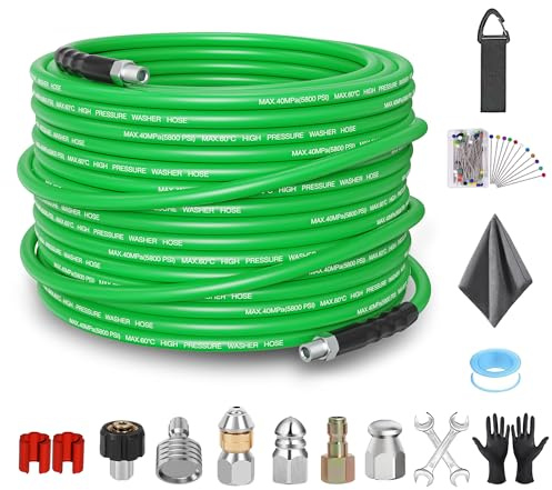 ClearRush Sewer Jetter Kit for Pressure Washer 50FT – 5800PSI High-Pressure Drain Cleaner, M22 & 1/4'' NPT Universal Fit, Unclog Gutters & Sewer Lines, Durable Jetter Hose for Homeowners & DIYers