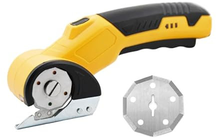 Cardboard Cutter Electric Wireless Rotary Cutter, Portable Paper Scissors with Safety Lock and LED Light, Multi-Purpose Fabric Scissors for Paper, Cardboard, Carpet, Leather, Felt, Plastic