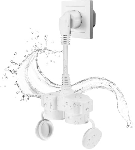 Doppelstecker 2in1 IP44,Spritzwasserschutz für Außenbereich & Zuhause