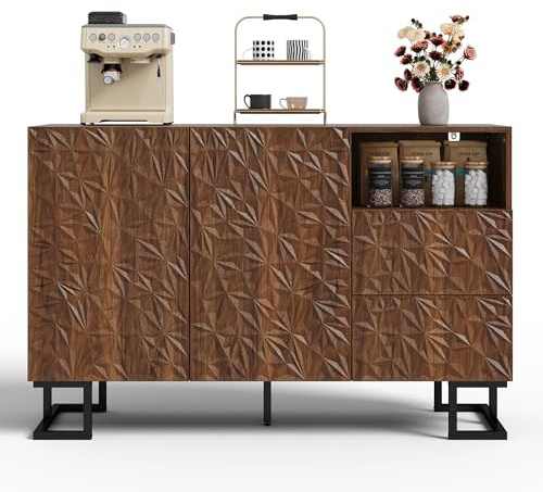 Commode à 2 portes et 2 tiroirs - Armoire de buffet - Armoire de rangement pour salon, salle à manger, salle à manger, noyer - 120 x 40 x 78,5 cm