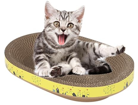 Ciotola Graffiante Gatto Ondulata - Padmatura Graffiata Multiuso Interno | Protegge Mobili, Divano, Muro, Letto, Moquette, Giocattolo Divertente Per Gatti E Gattini, Superficie Di Gioco Durevole, Coin