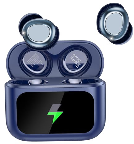 Wireless Sleep Earbuds with Smart Touch Screen, Bluetooth 5.4 Headphones In Ear with ENC Noise Cancelling Mic, 48H Sleep Headphones with 5 EQ Modes, HiFi Stereo IP7 Waterproof Mini Ear Buds, Blue