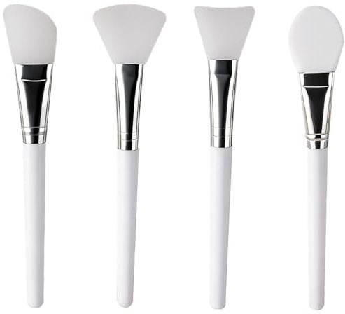 YFTRFR 4 Pièces Visage Brosse Masque en Silicone Pinceau Applicateur Avec Pointe en Silicone Souple pour Masques Nettoyants ou Produits de Soins DIY pour les Yeux Sérums Argile
