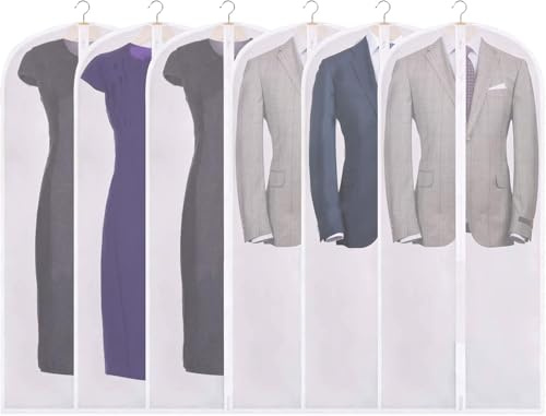 SteadMax Garment Bag with Zipper (6 Pack), Large 130x60 cm Clothes Storage Cover, Suit Bag for Travel, Women Dress Carrier, Wedding Dress Bag, Wardrobe Protector, Jackets & Coats