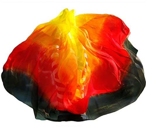 Damen 100% Bauchtanz-Schleier, Seide, Regenbogenfarben, Figur, L-250cm-114cm