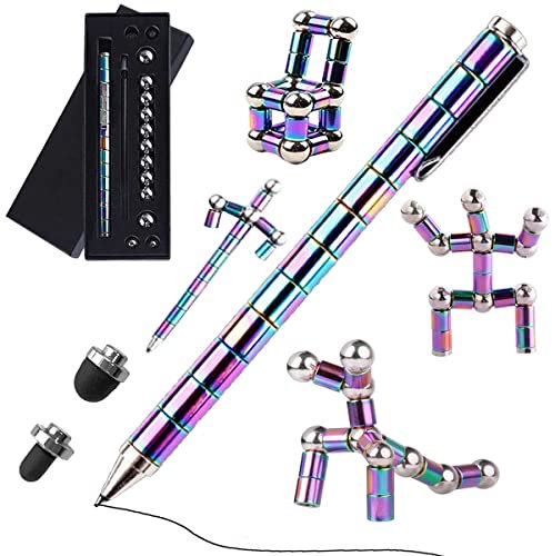 Magnetic Fidget Pen - Jet Strato Pen, Magnetischer Stift, Crushmetric Stifte Fidgi, Geschenk für Freunde (Regenbogen)