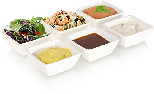 Robin Goods® 6X Cuencos de Postre de Porcelana - ensaladeras para el Desayuno Buffet - vajilla para postres, Salsas y Salsas - Cuencos de compota de cerámica (6 Piezas - Cuenco - Blanco)