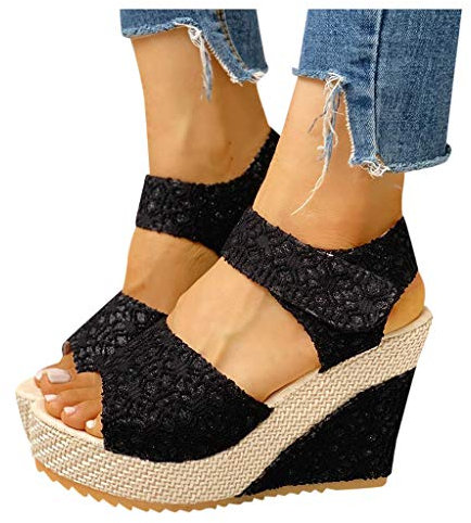Keilsandalen Damen Wedges Plateau Meladen Fischmaul Wedges Elegant Sandale Peeptoes Weite H Damenschuhe Keilabsatz Sommer Frauen Absatz Sommerschuhe Sandaletten Keilabsatz Schuhe Abendschuhe