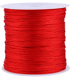 Ejoyous 100 M X 0,8 Mm, in Nylon, con Nodo Cinese, Cordino per Maglieria a Mano, Cordino in macramè, Filo di Shamballa, Colore Rosso, per la Creazione di Gioielli, Progetti