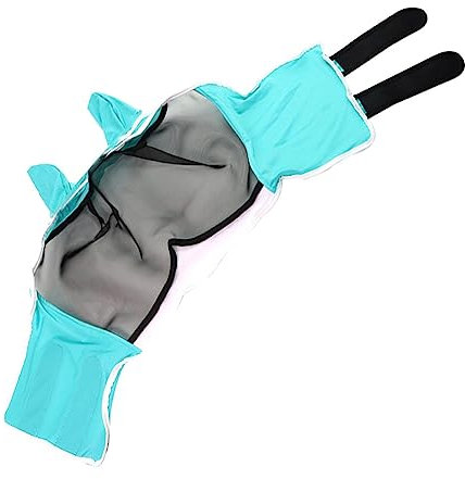 Fukamou Mesh Fliegenmaske Mit Ohren Verstellbarer Atmungsaktiv Fliegenhaube (Blau)