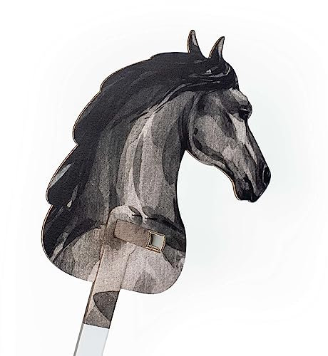 FOLDZILLA Steckenpferd aus Pappe 115 x 40 x 25 cm Hobbyhorse Stockpferd - Pferd schwarz
