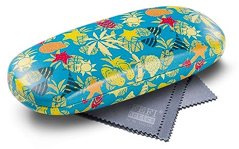FEFI - Stabiles Hardcase Brillenetui “ALOHA“ mit Brillenputztuch (Palmen)