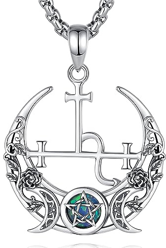 EUDORA Harmony Ball Collana Wiccan in Argento Sterling 925 per Donne Uomini, Mano di Fatima Nodo delle Streghe Tripla Dea della Luna Malocchio Horus of Eye Gioielli Regalo per Figlie Sorelle, 18/22