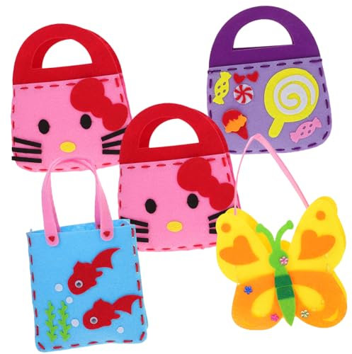 SAFIGLE 10 Sätze Handtasche Selber Machen Handgemachte Tasche Puzzle-spielzeug Anfänger Im Nähhandwerk Nähen Sie Ihre Geldbörsen Tiere Spielzeug Stofftasche Karikatur Kind Kunststoff