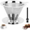 Kaffeefilter Edelstahl - Kaffeefilter, Permanenter Pour Over Kaffeefilter aus Edelstahl,Papierloser Dauer Wiederverwendbarer Kaffeefilter zur Herstellung von Manuellem Kaffee, mit Reinigungsbürsten